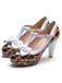 Chaussures Rouge à Talons Chunky Rétro à Bride en T et Nœud Papillon