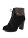 Bottes à talons épais en daim à lacets solides