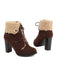 Bottes à talons épais en daim à lacets solides