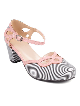 Chaussures à talons hauts bouclés à rayures et à pois