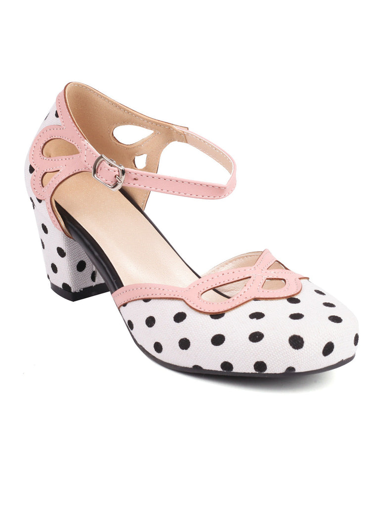 Chaussures à talons hauts bouclés à rayures et à pois
