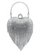 Sac à main en strass à long pompon en forme d'amour