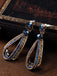 Boucles d'oreilles pendantes creuses en strass bleu