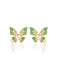 Boucles d'oreilles perle papillon vert rétro