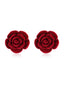 Boucles d'oreilles à tige en flanelle rose rouge