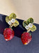 Boucles d'oreilles pendantes rétro en forme de fraise et strass