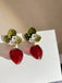 Boucles d'oreilles pendantes rétro en forme de fraise et strass