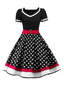 Robe Rockabilly Swing Vintage Année 50 Pois Ceinturée Cocktail