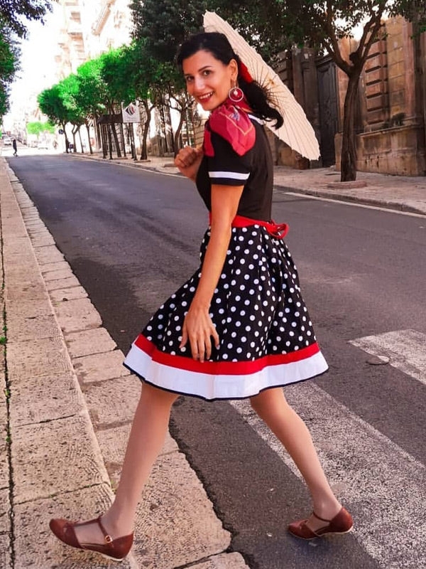 Robe Rockabilly Swing Vintage Année 50 Pois Ceinturée Cocktail