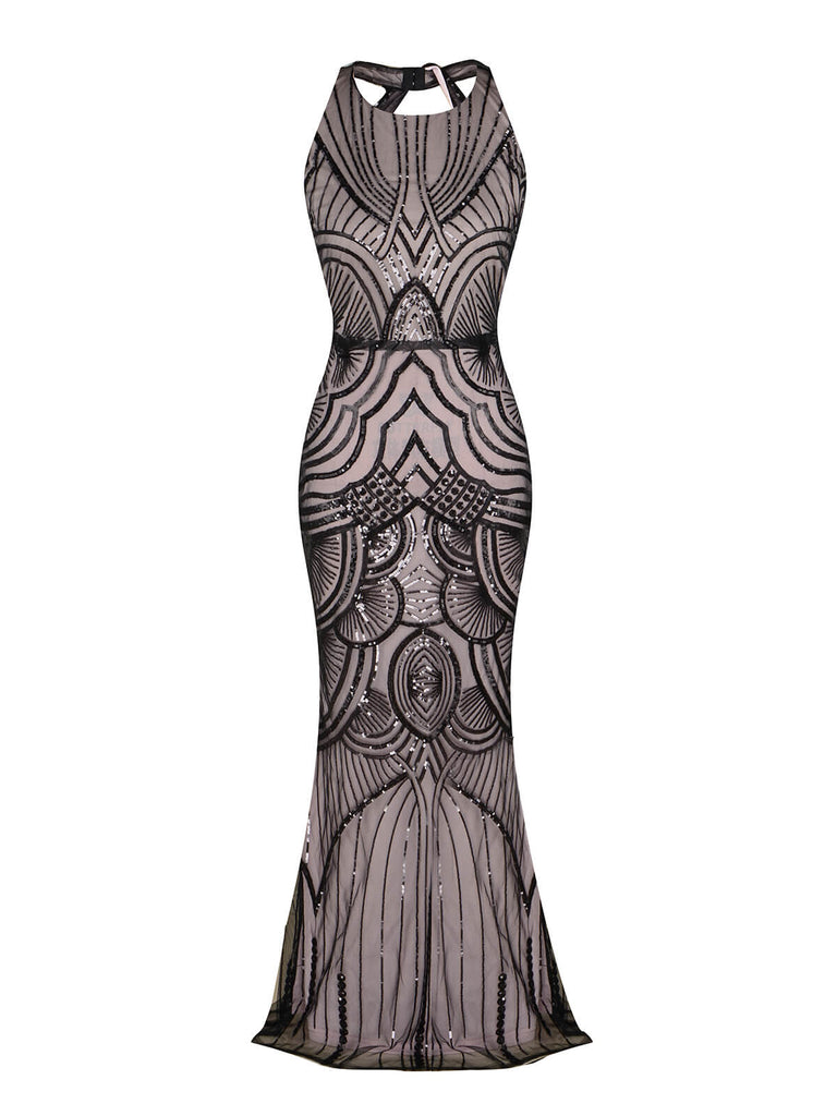 Robe Charleston Longue Vintage Année 20 Paillettes Dos Rose Soirée Cocktail