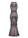 Robe Charleston Longue Vintage Année 20 Paillettes Dos Rose Soirée Cocktail