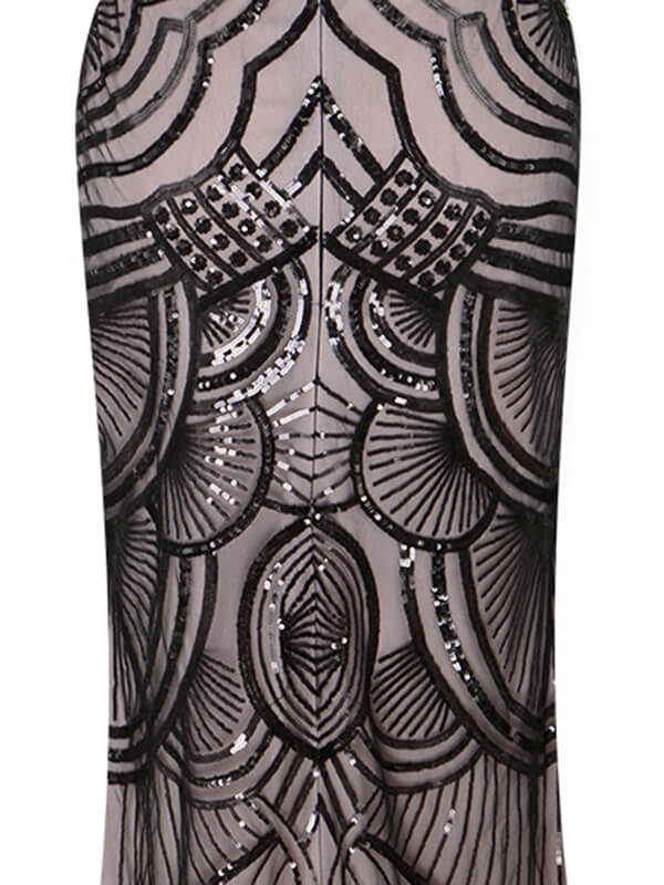Robe Charleston Longue Vintage Année 20 Paillettes Dos Rose Soirée Cocktail