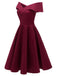 Robe Swing Vintage Année 50 Solide Epaule Nu Soirée Cocktail