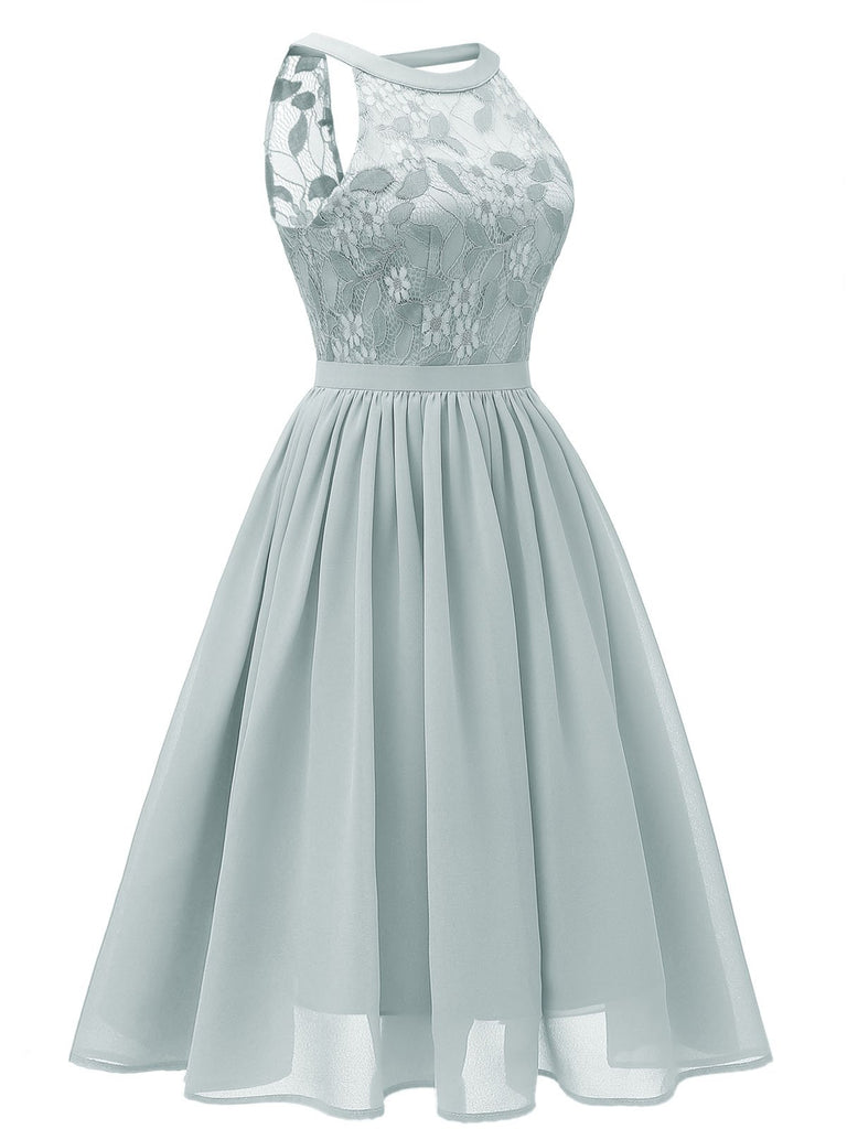 Robe Swing Vintage Année 50 en Dentelle à Fleurs Soirée Cocktail Pin Up