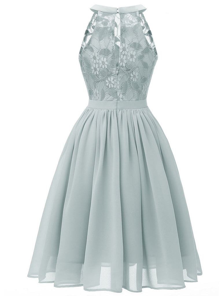 Robe Swing Sans Manches Vintage Année 50 en Dentelle à Fleurs Cocktail