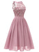 Robe Swing Sans Manches Vintage Année 50 en Dentelle à Fleurs Cocktail