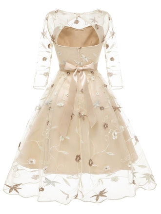 Robe Vintage Année 50 Florale Manches 3/4 Soirée Cocktail Pin Up