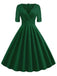 Robe Noir Vintage Année 50 Vintage Demi-manches Col V Cocktail