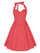 Robe Rouge Vintage à Pois Année 50 À Col Licou Pin Up Cocktail