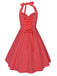 Robe Rouge Vintage à Pois Année 50 À Col Licou Pin Up Cocktail