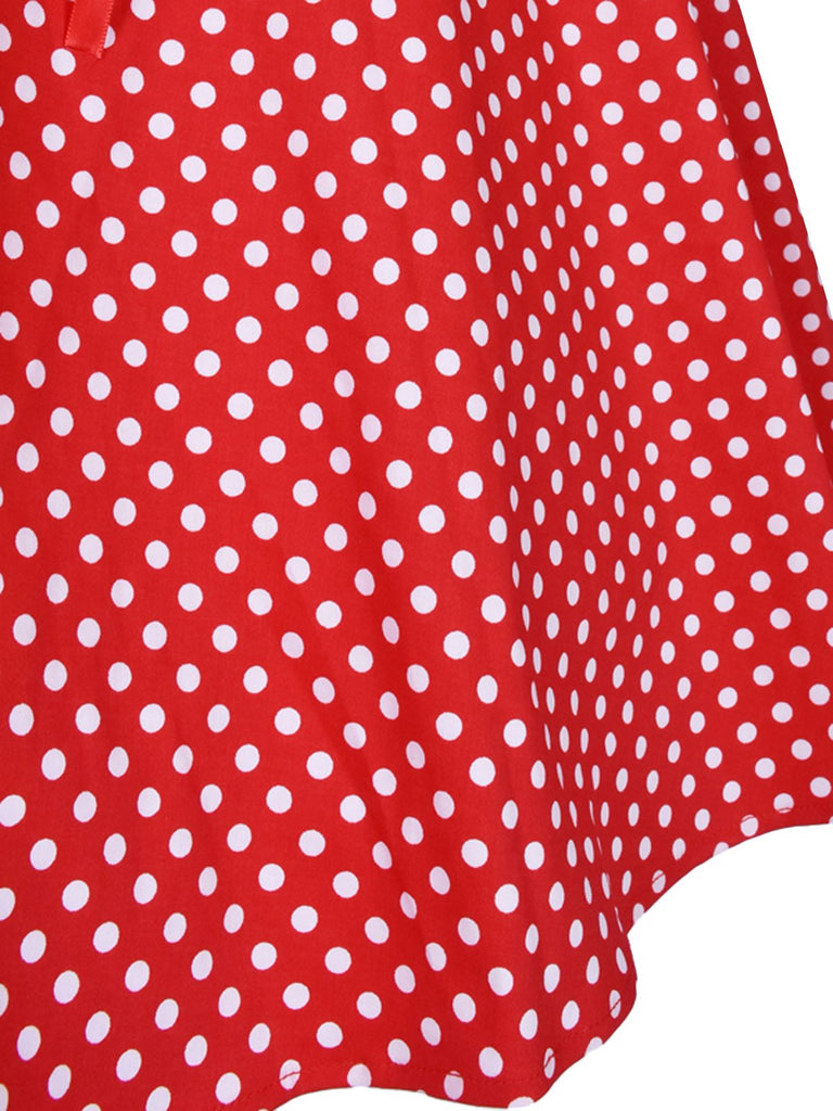Robe Rouge Vintage à Pois Année 50 À Col Licou Pin Up Cocktail