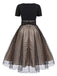 Robe Swing Vintage Année 50 Noire à Pois Cocktail Pin Up