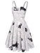 Robe Swing Années 50 à Bretelle avec Châle Chauve-souris Halloween