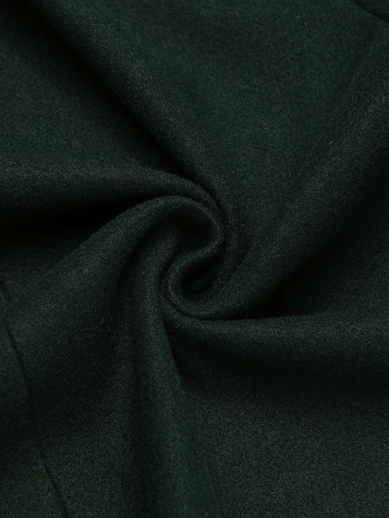 Manteau Boutons Uni Vert Foncé Années 1950