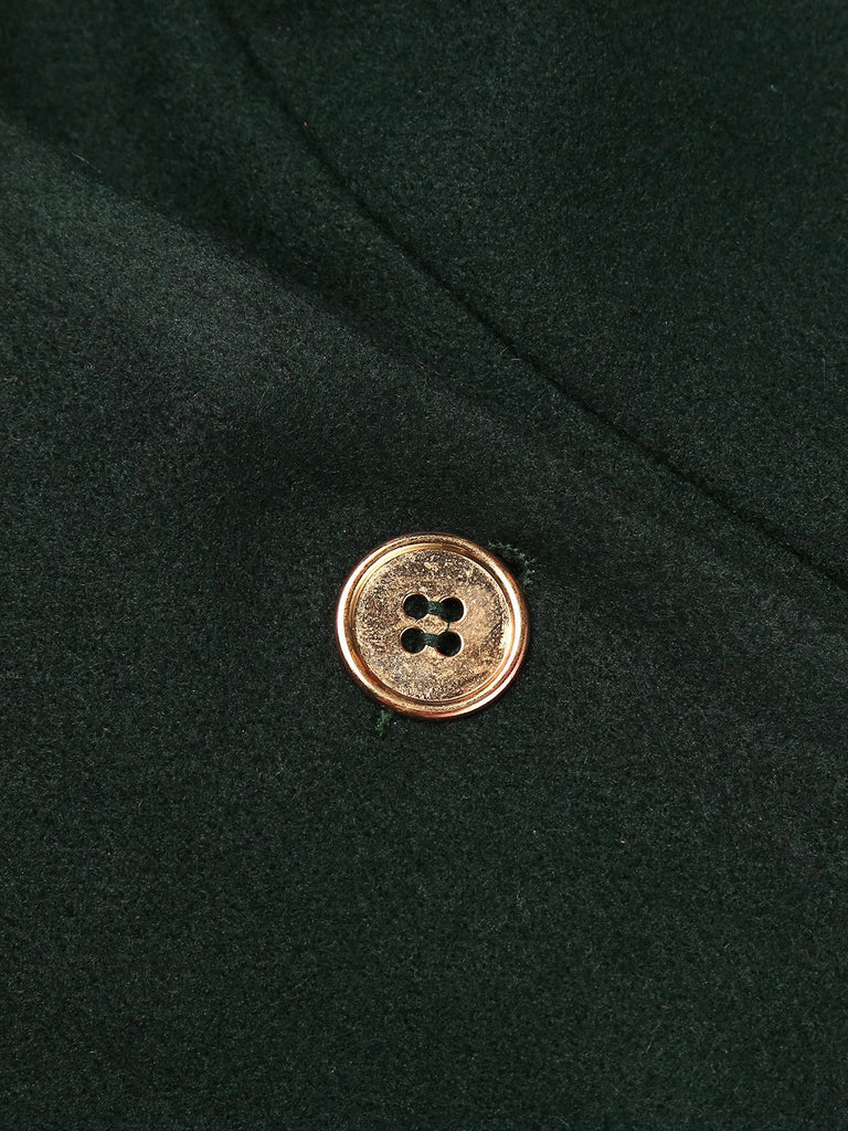 Manteau Boutons Uni Vert Foncé Années 1950