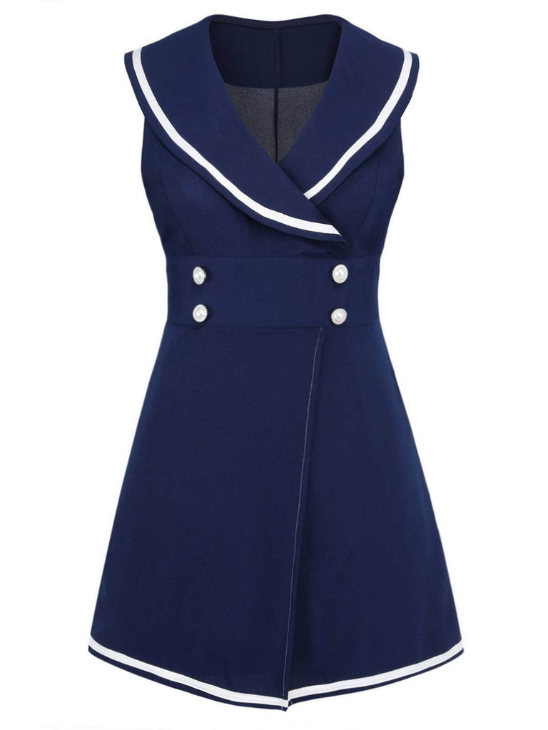 Combishort Marin Boutons Perlés Bleu Marine Années 1950