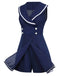 Combishort Marin Boutons Perlés Bleu Marine Années 1950