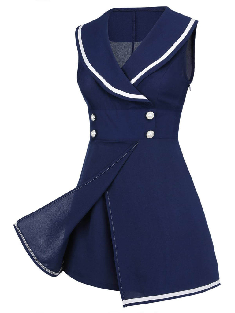 Combishort Marin Boutons Perlés Bleu Marine Années 1950