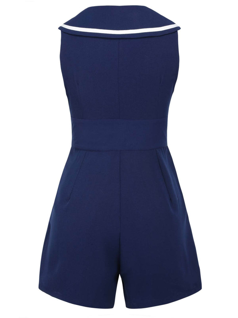 Combishort Marin Boutons Perlés Bleu Marine Années 1950