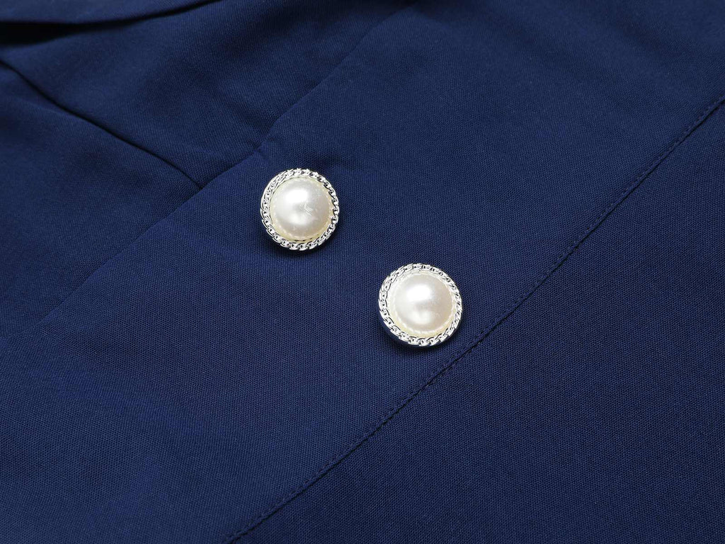Combishort Marin Boutons Perlés Bleu Marine Années 1950
