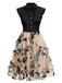 Robe vintage verte à patchwork floral années 1950