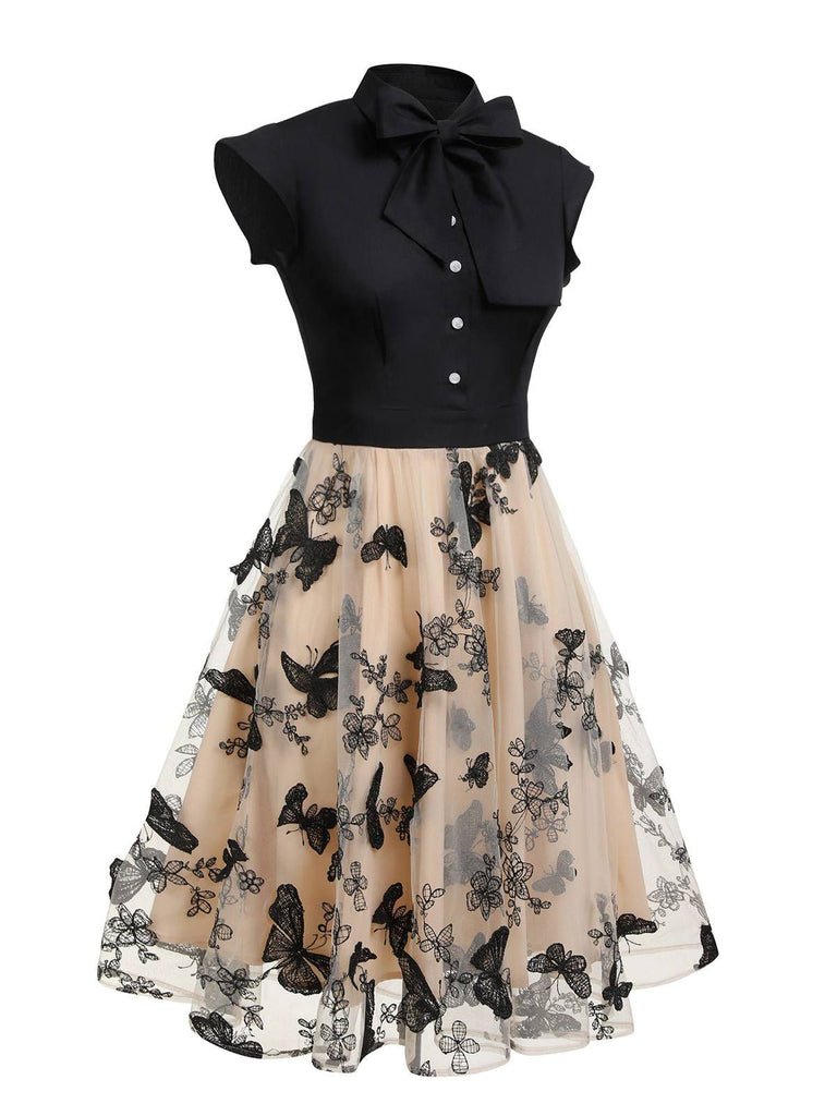 Robe vintage verte à patchwork floral années 1950