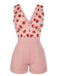 Combishort patchwork rose fraise années 1950 en maille