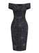 Robe noire à épaules dénudées en toile d'araignée années 1960