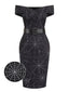 Robe noire à épaules dénudées en toile d'araignée années 1960