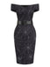 Robe noire à épaules dénudées en toile d'araignée années 1960