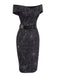 Robe noire à épaules dénudées en toile d'araignée années 1960