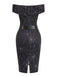 Robe noire à épaules dénudées en toile d'araignée années 1960