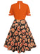 Robe trapèze citrouille d'Halloween orange des années 1950