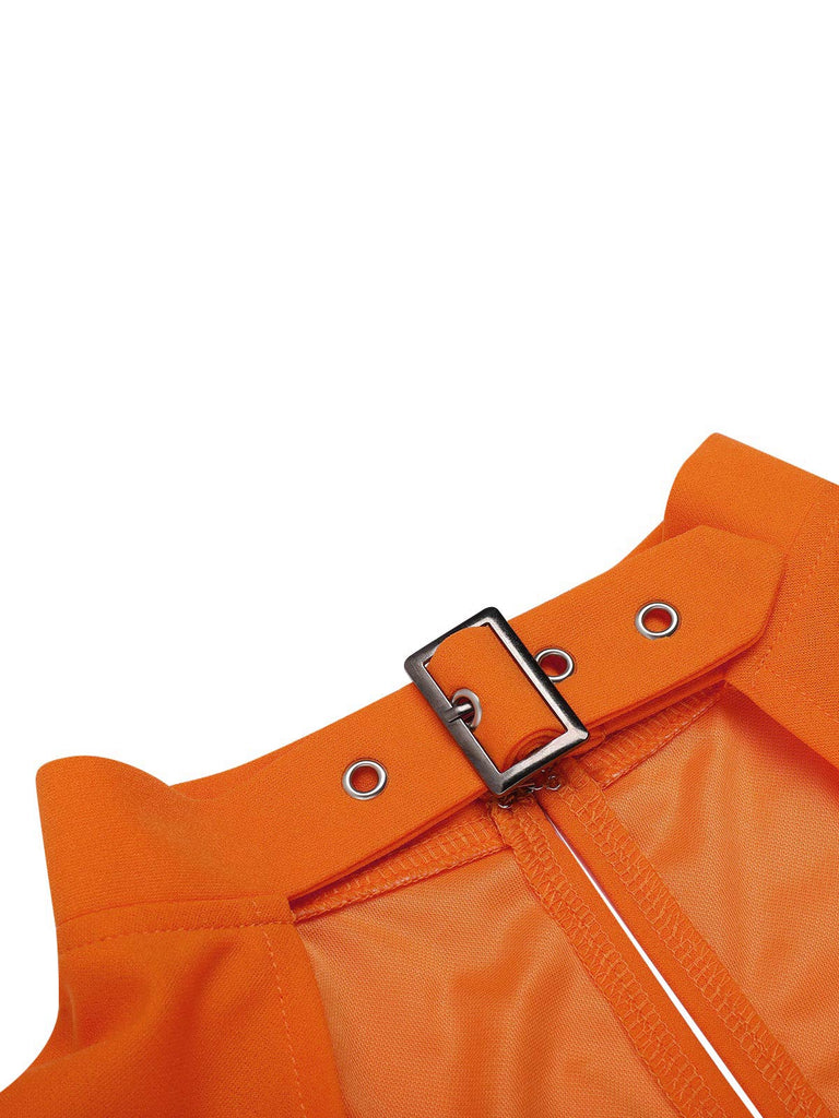 Robe trapèze citrouille d'Halloween orange des années 1950