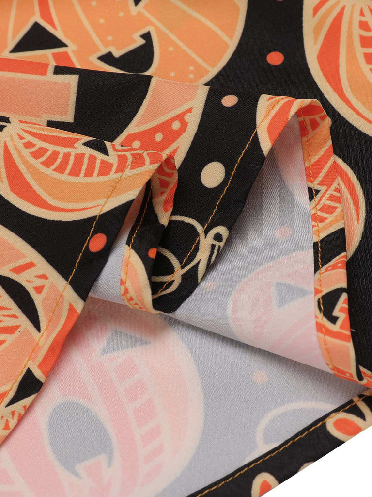 Robe trapèze citrouille d'Halloween orange des années 1950