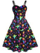 Robe à bretelles colorées d'Halloween des années 1950