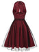 Robe trapèze rouge années 50 en maille à pois cocktail chic