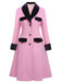 Manteau boutonné en patchwork de velours rose années 1950