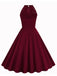 Robe plissée à licou et à lacets des années 1950