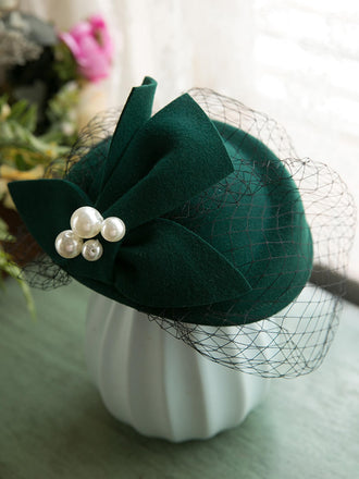 Bérets en maille à décor de perles Vintage, chapeau en laine